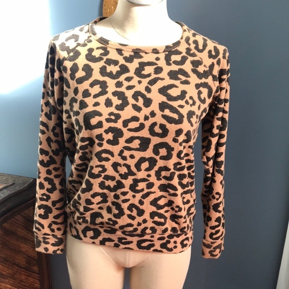 Buffalo David Bitton leopard print crew neck long sleeves sweatshirt top size S - Picture 1 of 11